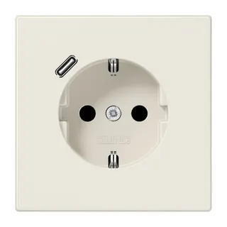 Jung SCHUKO Steckdose 16 A 250 V ~, mit USB-Ladegerät 1 x Typ C, SAFETY+, Serie LS, weiß LS1520-18C