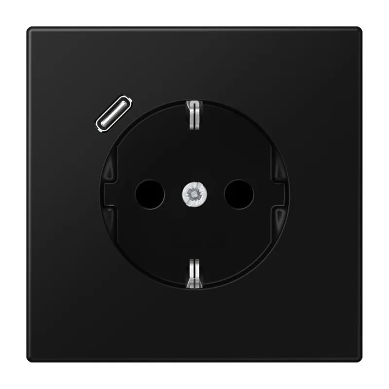 Jung SCHUKO Steckdose 16 A 250 V ~, mit USB-Ladegerät 1 x Typ C, SAFETY+, Serie LS, graphitschwarz matt LS1520-18CSWM