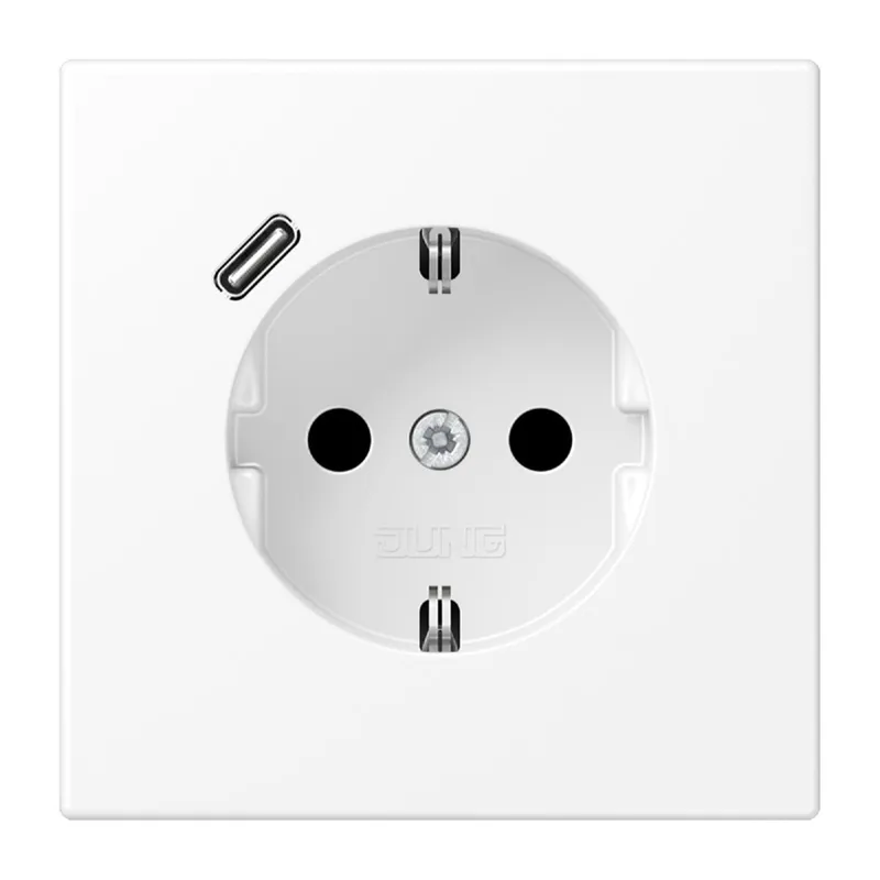 Jung SCHUKO Steckdose 16 A 250 V ~, mit USB-Ladegerät 1 x Typ C, SAFETY+, Serie LS, schneeweiß matt LS1520-18CWWM