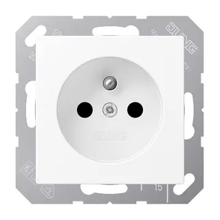Jung Steckdose, französisch/belgisches System, 16 A 250 V ~, SAFETY+, Thermoplast lackiert, Serie A, schneeweiß mat A1520FBFKIWWM