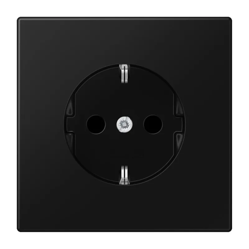 Jung SCHUKO Steckdose, 16 A 250 V ~, ohne Krallen, Serie LS, graphitschwarz matt LS1520NSWM