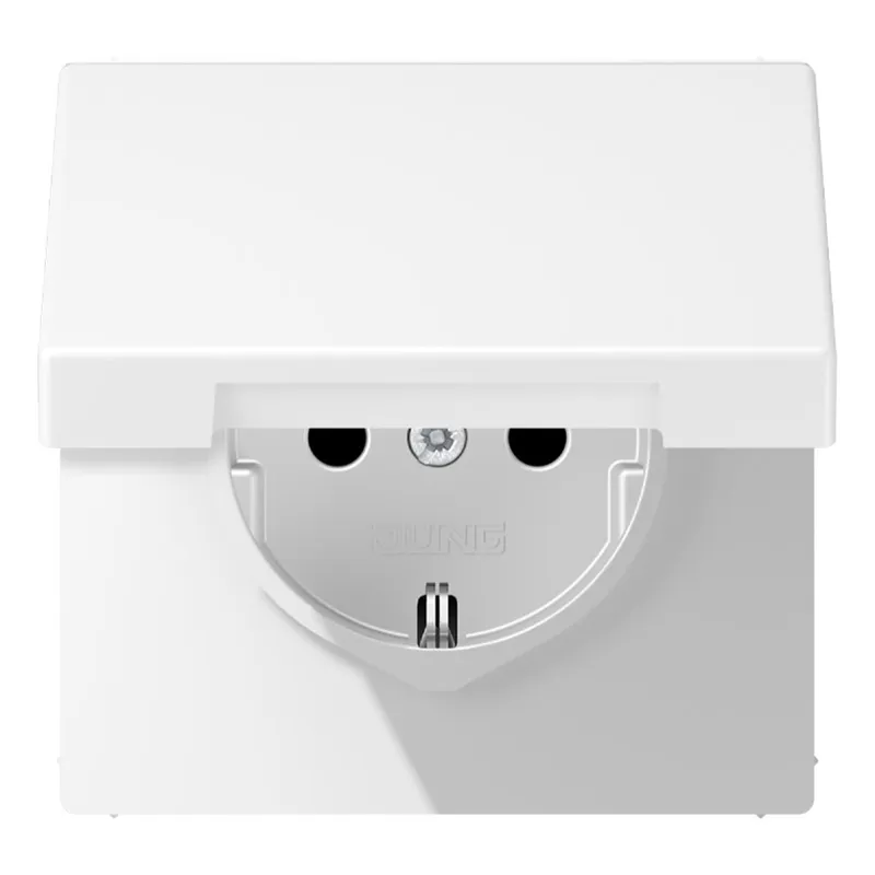 Jung SCHUKO Steckdose, 16 A 250 V ~, Schraubklemmen, Klappdeckel, Serie LS, schneeweiß matt LS1521KLWWM