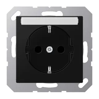 Jung SCHUKO Steckdose, 16 A 250 V ~, mit Schriftfeld, SAFETY+, Thermoplast lackiert, Serie A, graphitschwarz matt A1520BFKINASWM