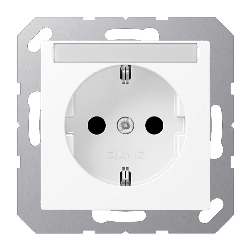 Jung SCHUKO Steckdose, 16 A 250 V ~, mit Schriftfeld, SAFETY+, Thermoplast lackiert, Serie A, schneeweiß matt A1520BFKINAWWM