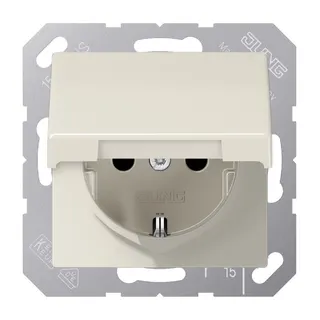 Jung SCHUKO Steckdose, 16 A 250 V ~, Schraubklemmen, Klappdeckel, Duroplast, Serie AS, weiß AS1521KL