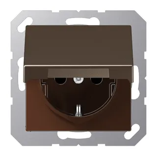 Jung Zentralplatte für SCHUKO®-Steckdosen, Klappdeckel, Serie A, mokka A1520KLPLMO