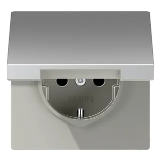 Jung SCHUKO Steckdose, 16 A 250 V ~, Schraubklemmen, Klappdeckel, Serie LS, Aluminium AL1521KL
