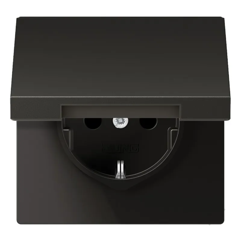 Jung SCHUKO Steckdose, 16 A 250 V ~, Schraubklemmen, Klappdeckel, Aluminium lackiert, Serie LS, anthrazit AL1521KLAN