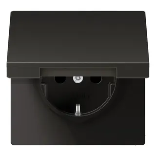 Jung SCHUKO Steckdose, 16 A 250 V ~, Schraubklemmen, Klappdeckel, Aluminium lackiert, Serie LS, anthrazit AL1521KLAN