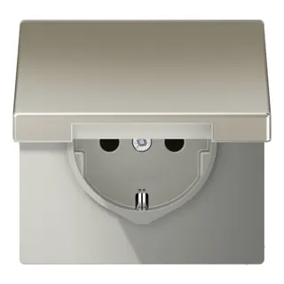 Jung SCHUKO Steckdose, 16 A 250 V ~, Schraubklemmen, Klappdeckel, Serie LS, Edelstahl ES1521KL