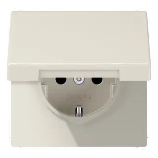 Jung SCHUKO Steckdose, 16 A 250 V ~, ohne Krallen, Klappdeckel, Duroplast, Serie LS, weiß LS1520NKL