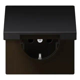 Jung SCHUKO Steckdose, 16 A 250 V ~, ohne Krallen, Klappdeckel, Aluminium lackiert, Serie LS, dark AL1520NKLD