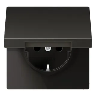 Jung SCHUKO Steckdose, 16 A 250 V ~, ohne Krallen, Klappdeckel, Aluminium lackiert, Serie LS, anthrazit AL1520NKLAN