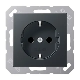 Jung SCHUKO Steckdose, 16 A 250 V ~, Schraubklemmen, Thermoplast lackiert, Serie A, anthrazit matt A1521BFANM