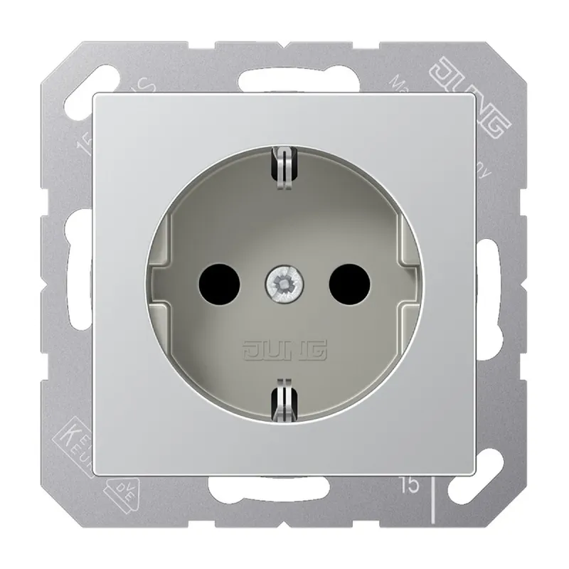 Jung SCHUKO Steckdose, 16 A 250 V ~, Schraubklemmen, Serie A, aluminium A1521AL