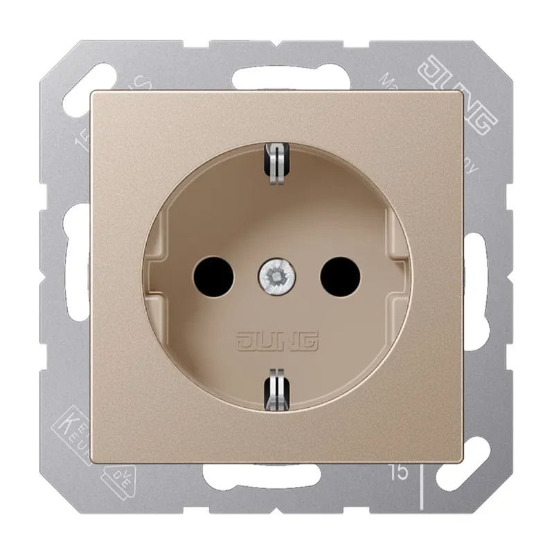 Jung SCHUKO Steckdose, 16 A 250 V ~, Schraubklemmen, Serie A, champagner A1521CH