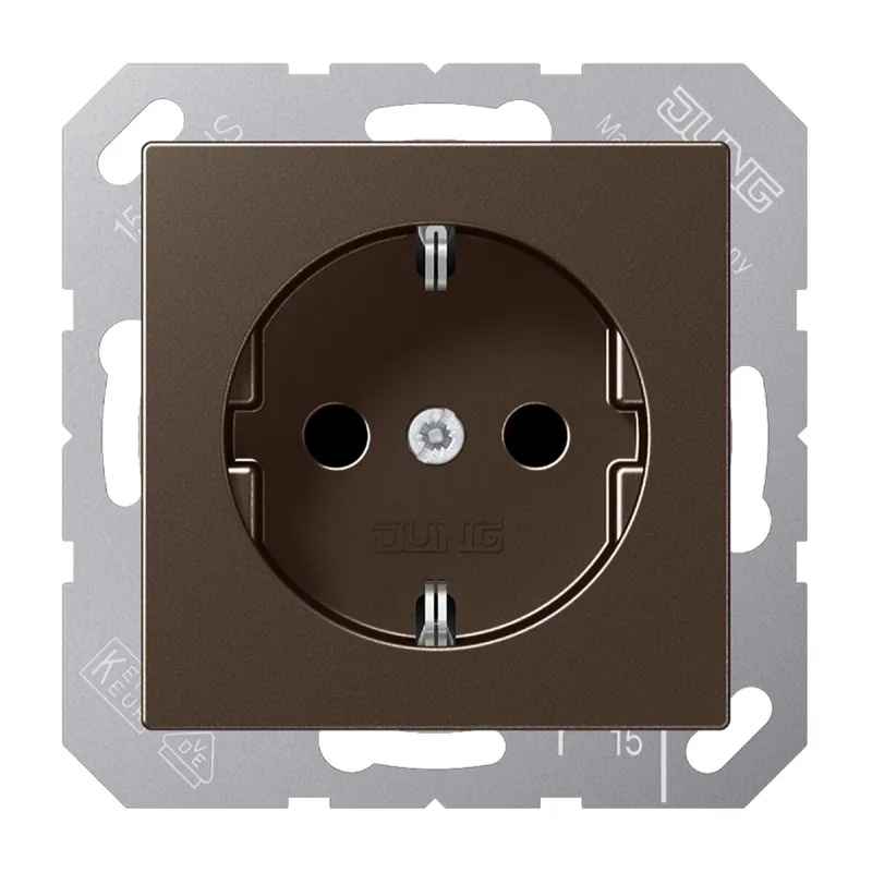 Jung SCHUKO Steckdose, 16 A 250 V ~, Schraubklemmen, Serie A, mokka A1521MO