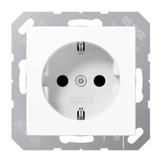 Jung SCHUKO Steckdose, 16 A 250 V ~, Schraubklemmen, Thermoplast, Serie AS/A, alpinweiß A1521BFWW