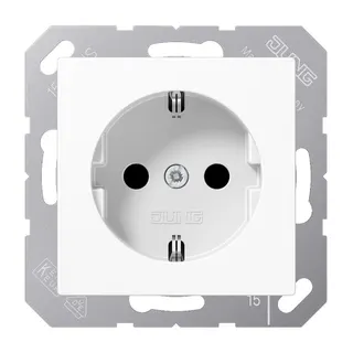 Jung SCHUKO Steckdose, 16 A 250 V ~, Schraubklemmen, Duroplast, Serie AS/A, alpinweiß A1521WW
