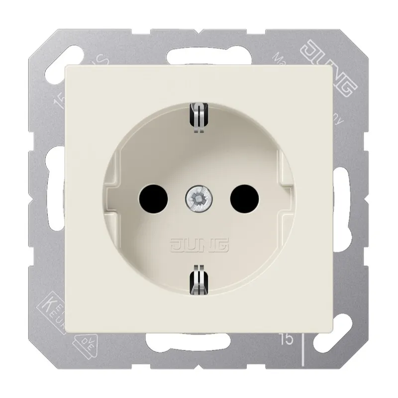 Jung SCHUKO Steckdose, 16 A 250 V ~, Schraubklemmen, Duroplast, Serie AS, weiß A1521