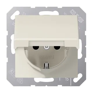 Jung SCHUKO Steckdose, 16 A 250 V ~, Schraubklemmen, Klappdeckel, Thermoplast, Serie AS, weiß AS1521BFKL