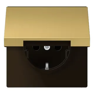 Jung SCHUKO Steckdose, 16 A 250 V ~, Schraubklemmen, Klappdeckel, Messing, Serie LS, Messing classic ME1521KLC