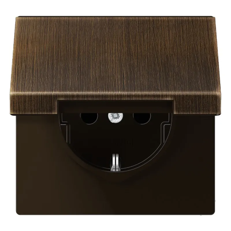 Jung SCHUKO Steckdose, 16 A 250 V ~, Schraubklemmen, Klappdeckel, Messing, Serie LS, Messing antik ME1521KLAT