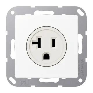Jung Steckdose, US-Norm NEMA, 20 A 125 V ~, Schraubklemmen, ohne Krallen, Thermoplast lackiert, Serie A, schneeweiß matt A521-20WWM
