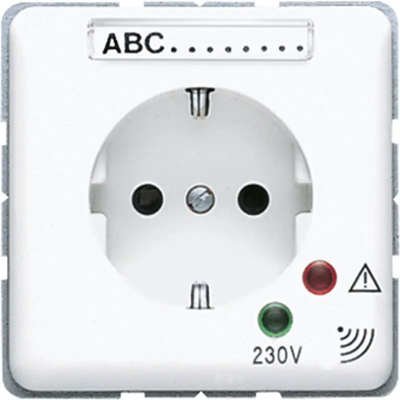 Jung Abdeckung für SCHUKO®-Steckdosen mit Überspannungsschutz mit Schriftfeld, SAFETY+, Duroplast, Serie CD, alpinw CD521KINAUFWWPL