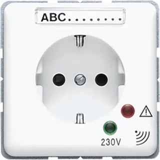 Jung Abdeckung für SCHUKO®-Steckdosen mit Überspannungsschutz mit Schriftfeld, SAFETY+, Duroplast, Serie CD, alpinw CD521KINAUFWWPL