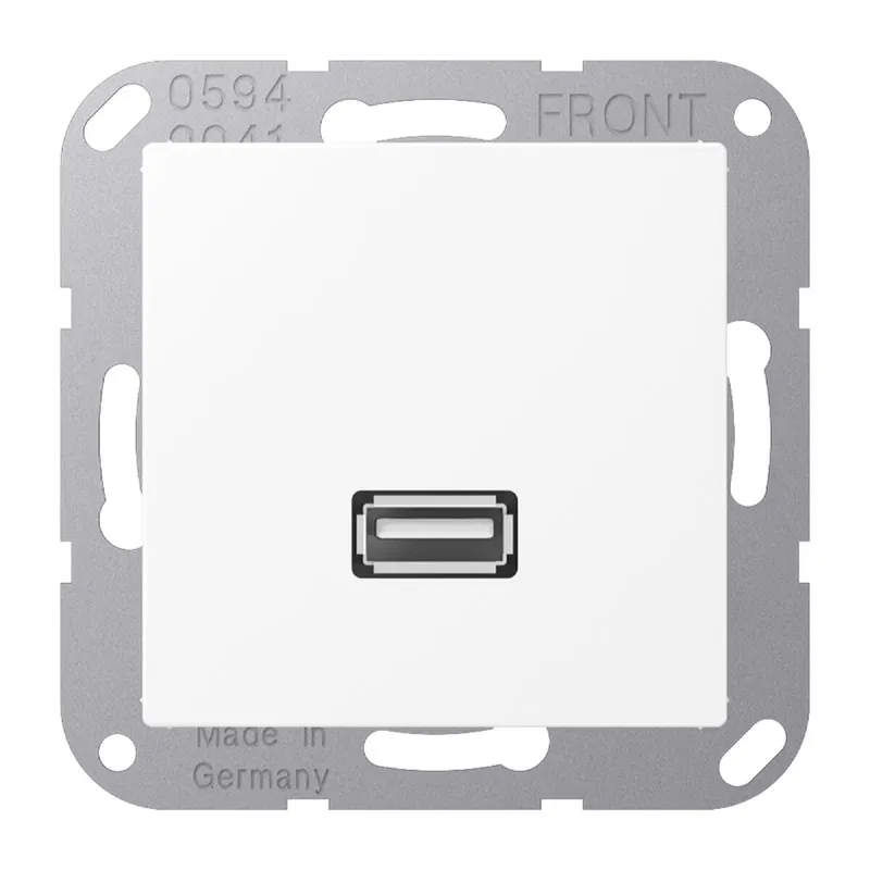 Jung Multimedia-Anschlusssystem USB 2.0, Serie A, schneeweiß matt MAA1122WWM