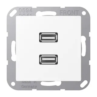 Jung Multimedia-Anschlusssystem 2 x USB 2.0, Serie A, schneeweiß matt MAA1153WWM