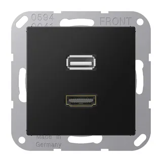 Jung Multimedia-Anschlusssystem HDMI / USB 2.0, Serie A, graphitschwarz matt MAA1163SWM