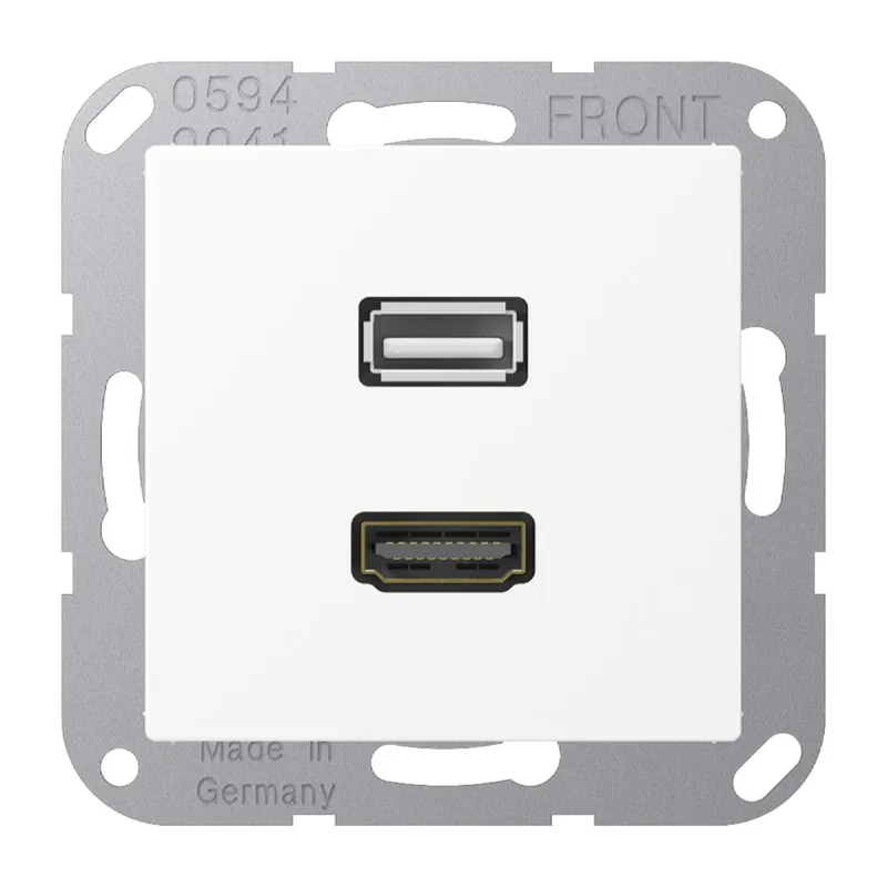 Jung Multimedia-Anschlusssystem HDMI / USB 2.0, Serie A, schneeweiß matt MAA1163WWM