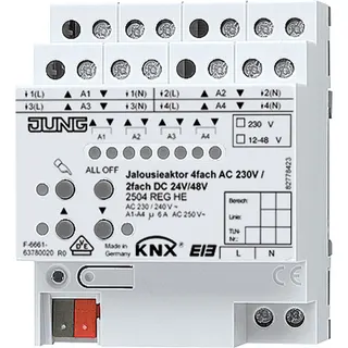 Jung KNX Jalousieaktor 4fach AC 110-230 V, 2fach DC 12-48 V 2504REGHE