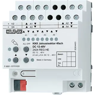 Jung KNX Jalousieaktor 4fach DC 12-48 V, 4 TE 2424REGHE