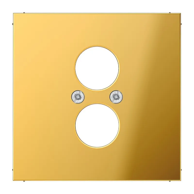 Jung Abdeckung für 2 Rundsteckverbinder bis 18,5 mm ?, Metall goldfarben PVD-beschichtet, Serie LS, goldfarben GO2962-2