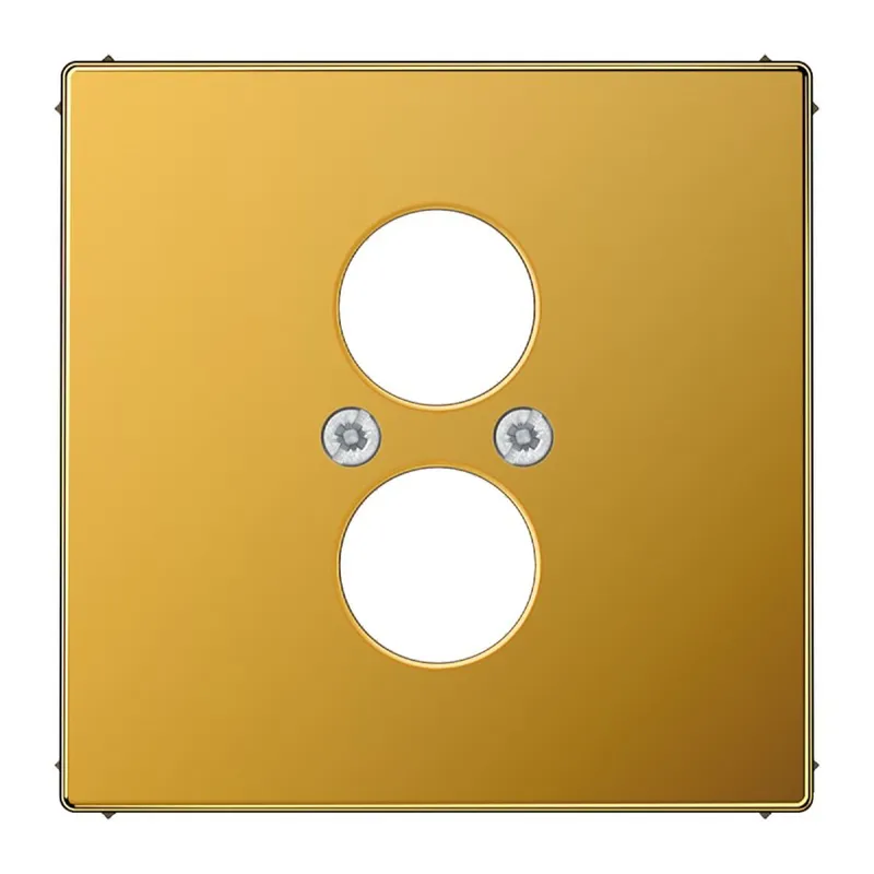Jung Abdeckung für 2 Rundsteckverbinder bis 18,5 mm ?, Metall mit echter Goldauflage, Serie LS, vergoldet LS962GGO