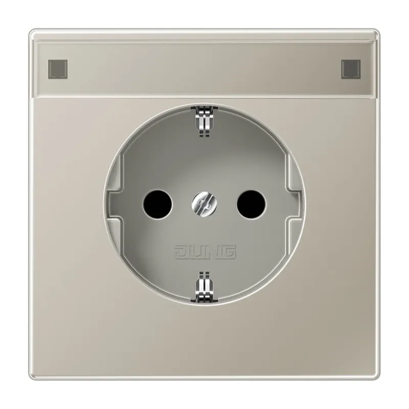 Jung Zentralplatte für SCHUKO®-Steckdosen mit Schriftfeld, Serie LS, Edelstahl ES2520NAPL