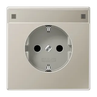 Jung Zentralplatte für SCHUKO®-Steckdosen mit Schriftfeld, Serie LS, Edelstahl ES2520NAPL