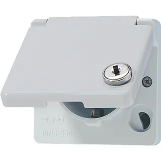 Jung Oberteil für SCHUKO®-Steckdosen , mit Sicherheitsschloss, WG 600, grau 620WSLOT