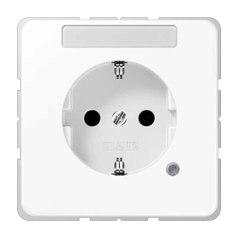 Jung Zentralplatte für SCHUKO®-Steckdosen mit Schriftfeld, Serie CD, alpinweiß CD520NAKOWWPL