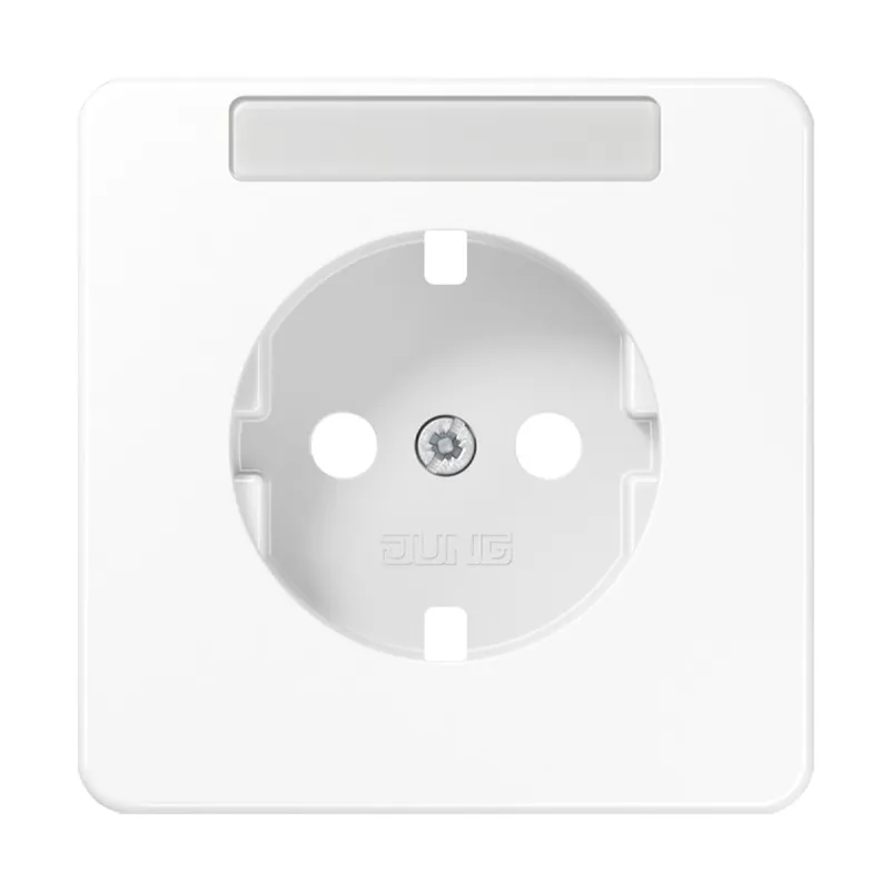 Jung Zentralplatte für SCHUKO®-Steckdosen mit Schriftfeld, SAFETY+, Serie CD, alpinweiß CD520KINABFWWPL