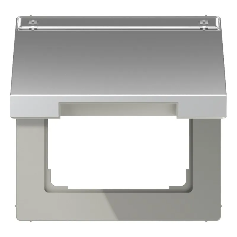 Jung Klappdeckel mit Rückstellfeder, mit Schriftfeld, Serie LS, Aluminium AL2990NAKL