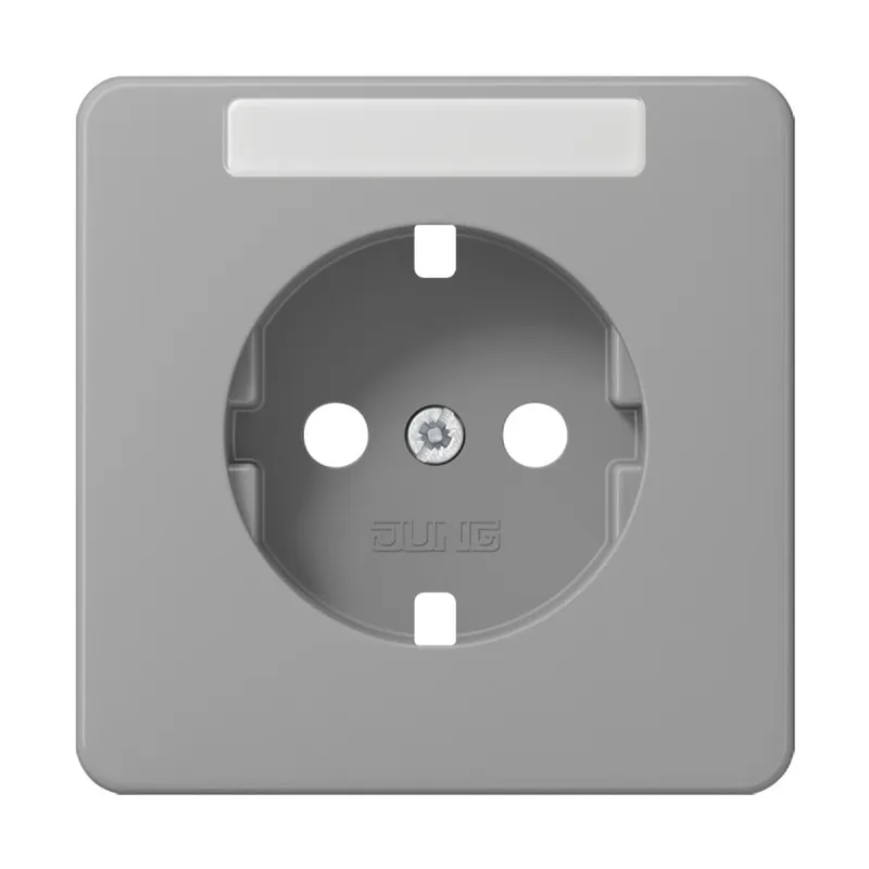 Jung Zentralplatte für SCHUKO®-Steckdosen mit Schriftfeld, Duroplast, Serie CD, grau CD1520NAPLGR