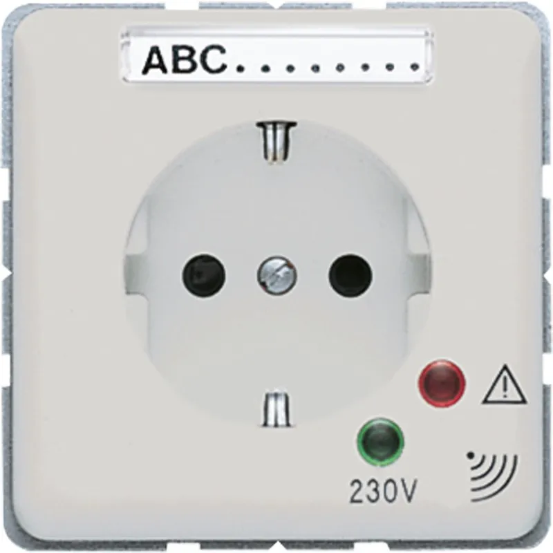 Jung Abdeckung für SCHUKO®-Steckdosen mit Überspannungsschutz mit Schriftfeld, SAFETY+, Duroplast, Serie CD, grün ( CD521KINAUFGNPL