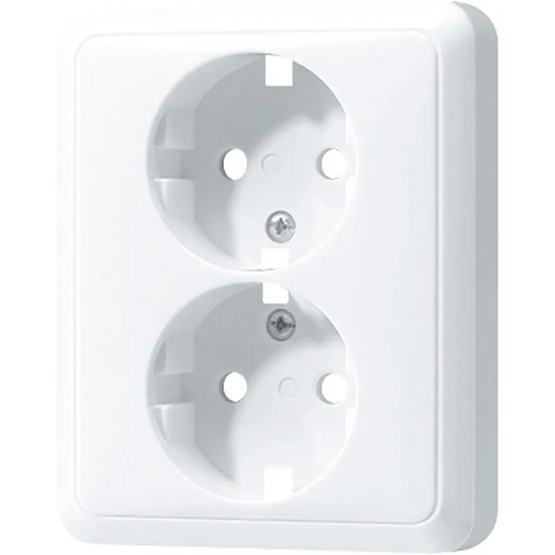 Jung Zentralplatte für SCHUKO®-Zweifach-Steckdosen, Serie CD, alpinweiß CD5020WWPL