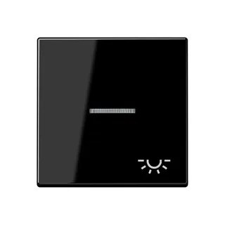 Jung Wippe 1fach mit Lichtleiter, Symbol Licht, Duroplast, Serie A, schwarz A590KO5LSW