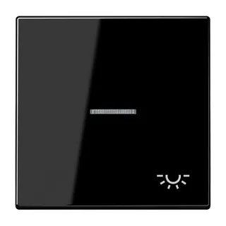 Jung Wippe 1fach mit Lichtleiter, Symbol Licht, Duroplast, Serie LS, schwarz LS990KO5LSW