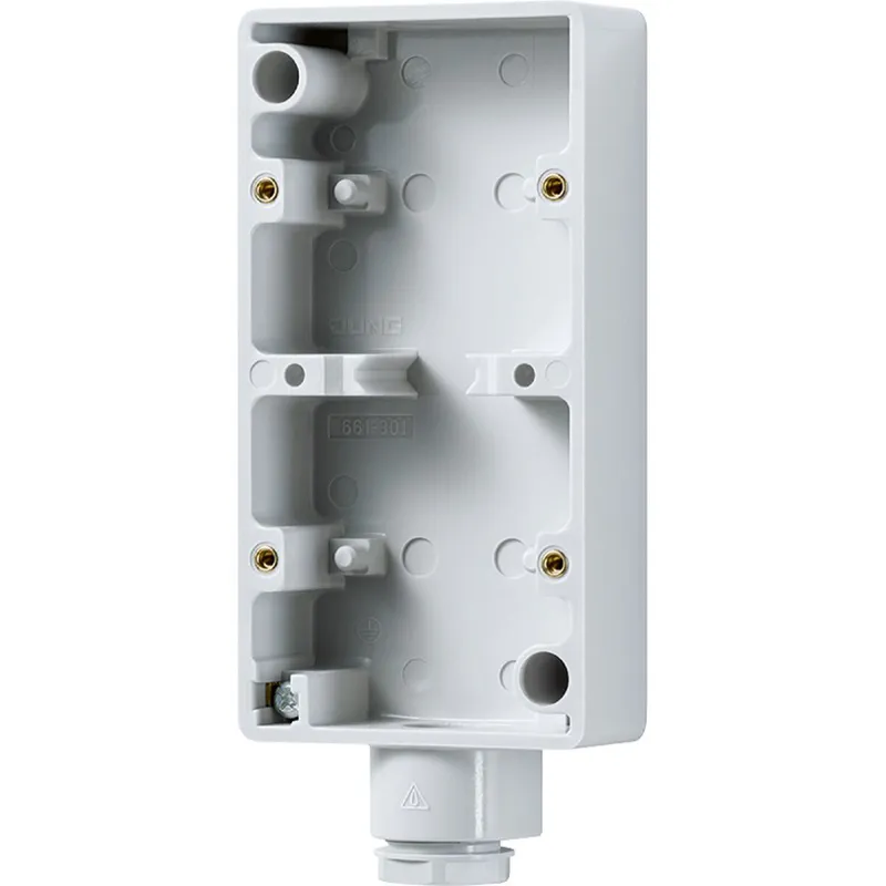 Jung Montagegehäuse mit PG-16 Verschraubung 2fach, senkrecht, Thermoplast, grau 661